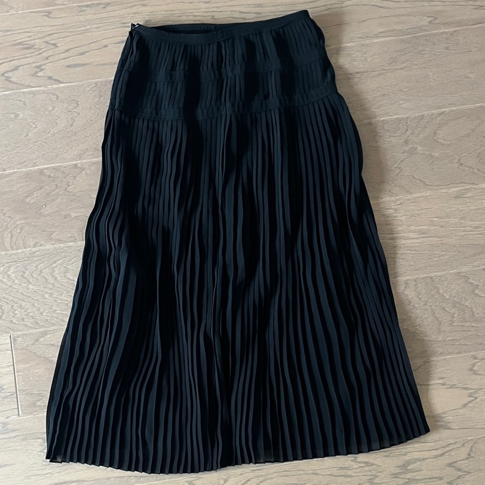 Elegant Black Pleated Long Midi/Maxi Skirt